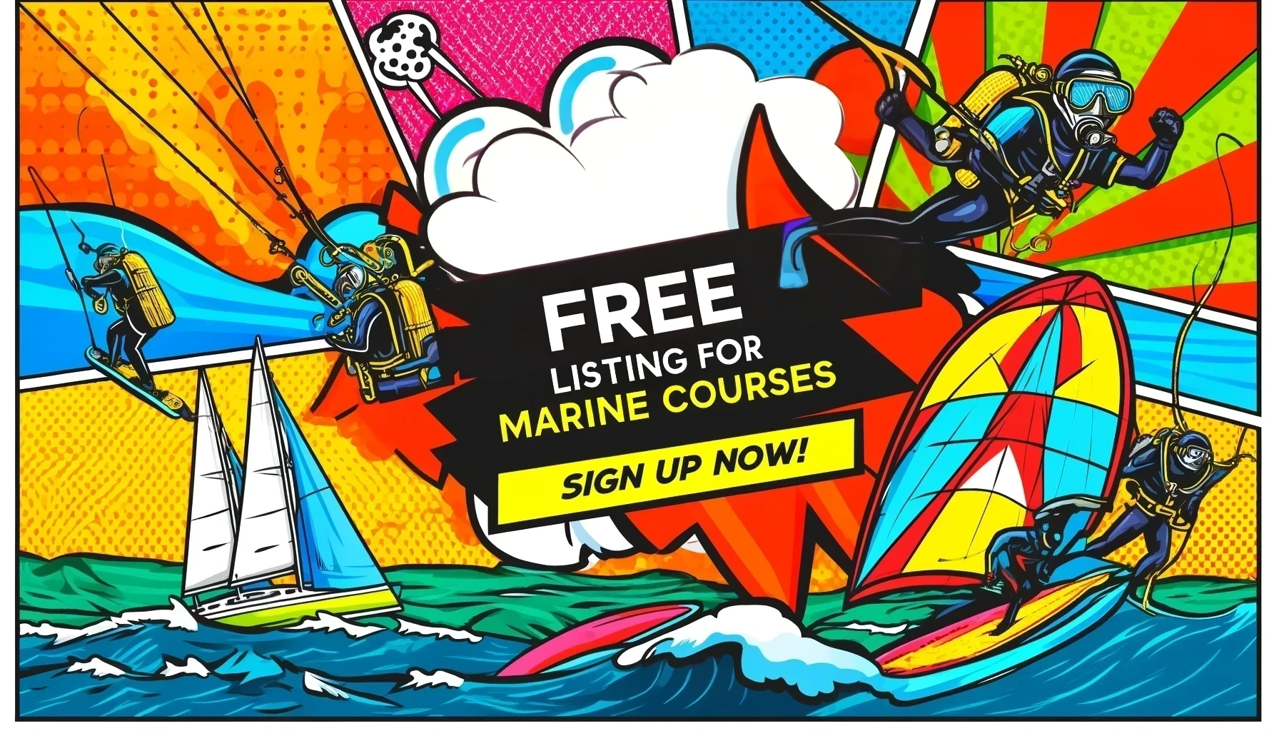 Free marine course listing banner - inviting to sign up